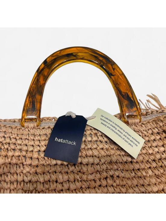 Hat Attack - Raffia Bag with Tortoise Handles - Picture 2 of 8